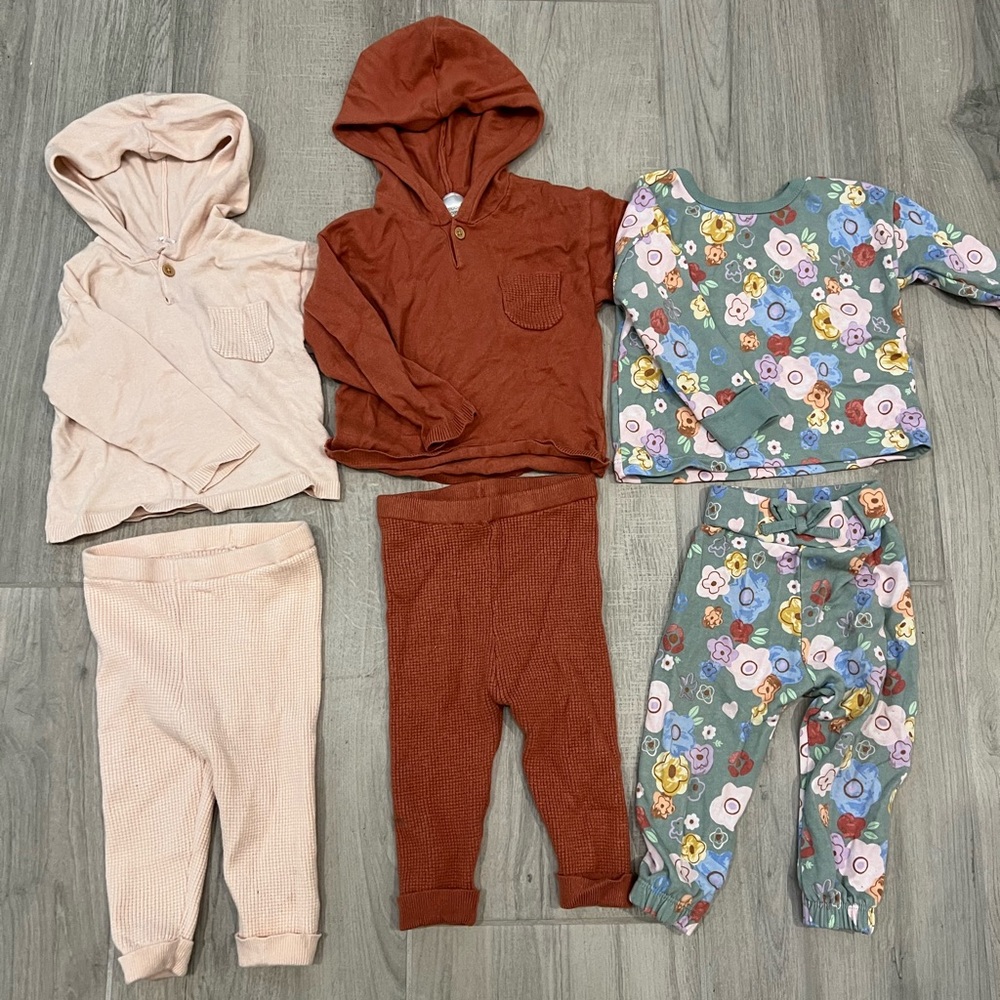 Baby Girl 12 Months Pants & Sweater Outfits - Long sleeve and pants matching set